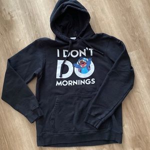 black sweatshirt Stitch “I don’t do mornings”